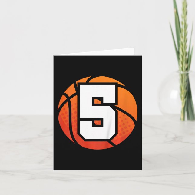 Kids Basketball Birthday  5 Number Five Year Old B Card (Front)