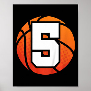 Kids Basketball Birthday  5 Number Five Year Old B Poster
