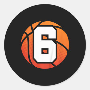 Kids Basketball Birthday 6 Number Six Year Old Bo Classic Round Sticker