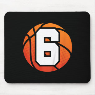 Kids Basketball Birthday 6 Number Six Year Old Bo Mouse Pad