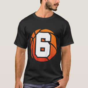 Kids Basketball Birthday 6 Number Six Year Old Bo T-Shirt