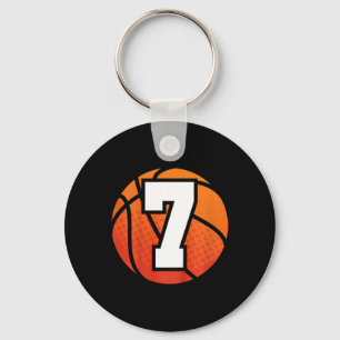 Kids Basketball Birthday  7 Number Seven Year Old  Key Ring