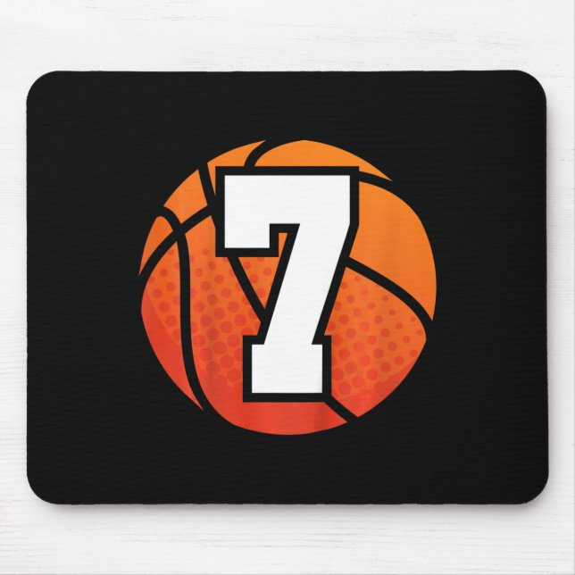 Kids Basketball Birthday  7 Number Seven Year Old  Mouse Pad (Front)