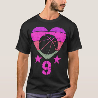 Kids Basketball Birthday 9 Year Old Boy Girl Ninth T-Shirt