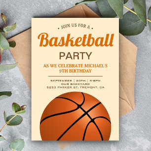 Kids Basketball Birthday Party Invitation