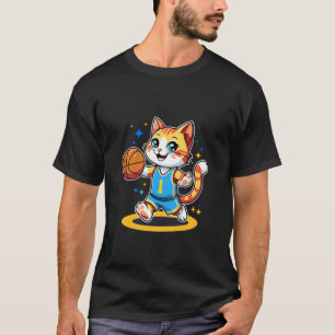 Kids Basketball Cat Design for Boys and Girls T-Shirt
