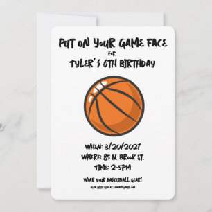 Kids Basketball Sports Birthday Party  Invitation