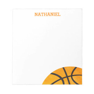 Kids Basketball Sports Personalised Orange Cool Notepad