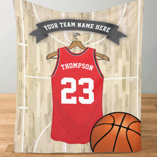 Kids Basketball Team, Name and Number Fleece Blanket
