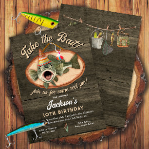 Kids Bass Fishing Funny birthday Invitation