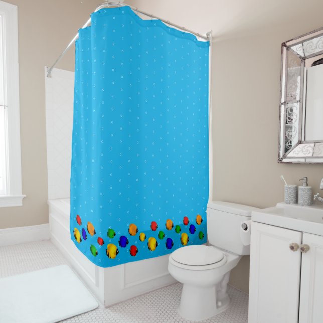 Kids Bath Colourful Fish Shower Curtain (In Situ)