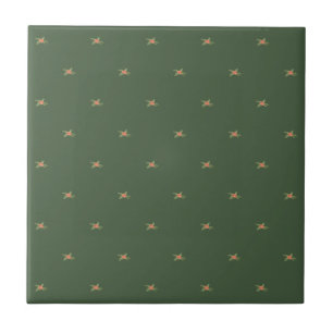 Kids bathroom Cute giraffe floral olive green Cera Ceramic Tile