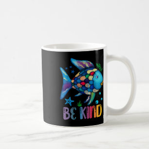 Kids Be Kind Rainbow Scale Fish Teacher Reading Bo Coffee Mug