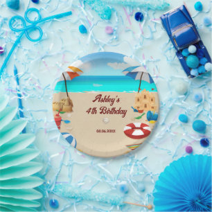 Kid's Beach Birthday Party Paper Plate