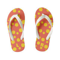 Kid's beach flip flops with cute pickleball design