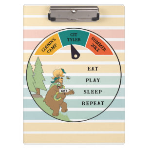 Kid's Bear, Snake, Owl Camp Personalise Clipboard