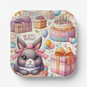 Kids Beautiful Bunny Birthday Party Plates