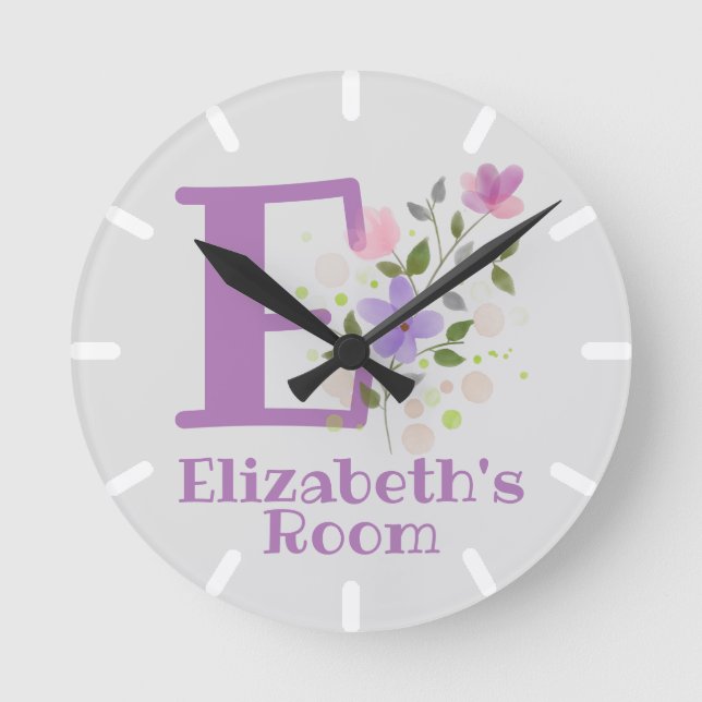 Kids Bedroom Clock with Name & Initial (Front)