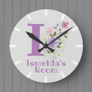 Kids Bedroom Clock with Name & Initial