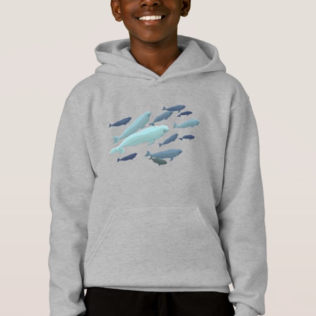 Kids Beluga Whale Hoodie Cute Whale Art Sweatshirt (Front)