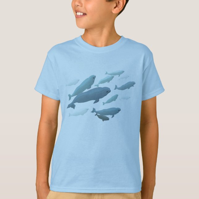 Kid's Beluga Whale T-Shirt Cute Whale Art Shirts (Front)
