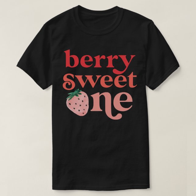 Kids Berry Sweet One Strawberry First Birthday Dau T-Shirt (Design Front)