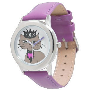 Kid's Bezel Stainless Steel Watch/Crowned Cat Watch