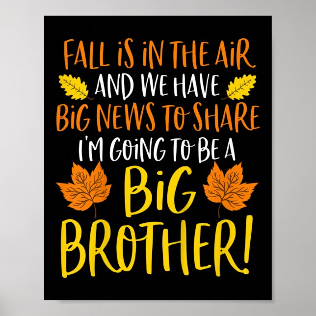 Kids Big Brother Fall Pregnancy Announcement Autum Poster (Front)