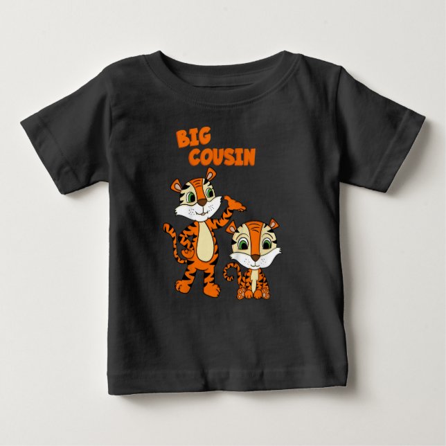 Kids big cousin boy tiger baby T-Shirt (Front)
