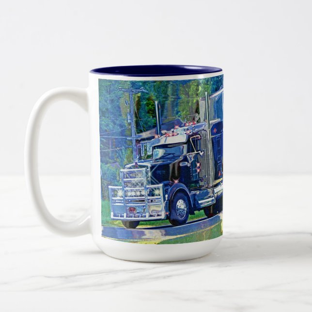 Kids Big Rig Cargo Truck Drinking Mug (Left)