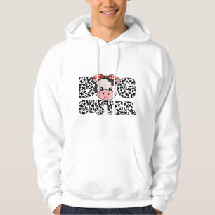 Kids Big Sister Cow Farming Birthday Funny Family Hoodie
