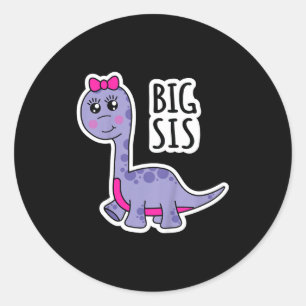 Kids Big Sister Dinosaur Sis Super Cute Dino Bront Classic Round Sticker