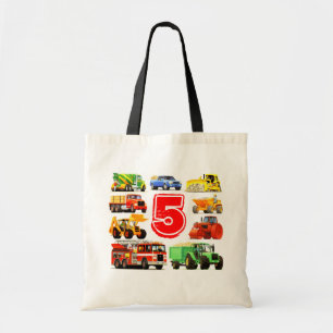 Kids Big Truck Custom 5th Birthday Tote Bag