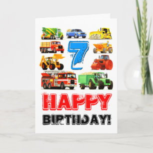 Kid's Big Trucks 7th Birthday Card