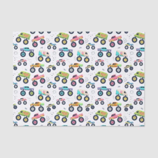 Kids Big Wheel Car And Trucks Tissue Paper (Front)