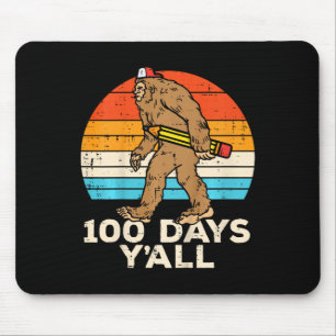Kids Bigfoot Pencil 100 Days Yall 100th Day School Mouse Pad