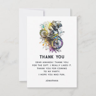Kids Bike BMX Party. Extreme adventure birthday Thank You Card