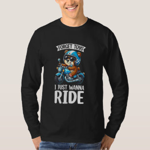 Kids Biker Motorcycle Riding Brown Bear Boys T-Shirt