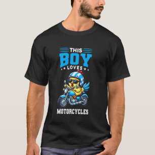 Kids Biker Motorcycle Riding Chicken Boys T-Shirt