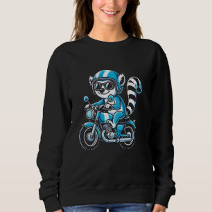 Kids Biker Motorcycle Riding Lemur Boys Sweatshirt