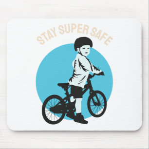 Kids Biker Safety - Stay Super Safe Mouse Pad