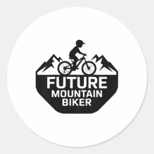 Kids Biking Future Mountain Biker Classic Round Sticker
