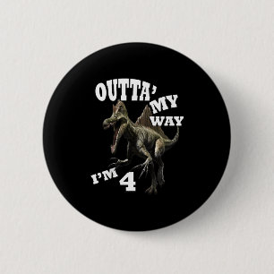 Kids Birthday 4th Gift Dino Graphic Design & Q 6 Cm Round Badge