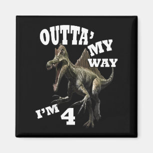 Kids Birthday 4th Gift Dino Graphic Design & Q Magnet
