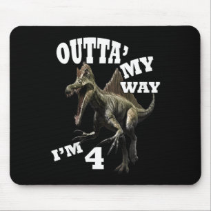 Kids Birthday 4th Gift Dino Graphic Design & Q Mouse Pad