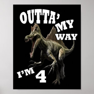 Kids Birthday 4th Gift Dino Graphic Design &amp; Q Poster