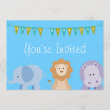 Kids Birthday Animal Invitation