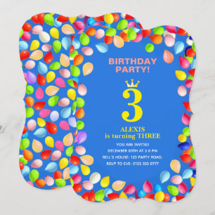 Kids Birthday Balloons Invitation