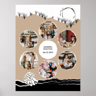 Kids Birthday Beach Party Photo Collage Template Poster