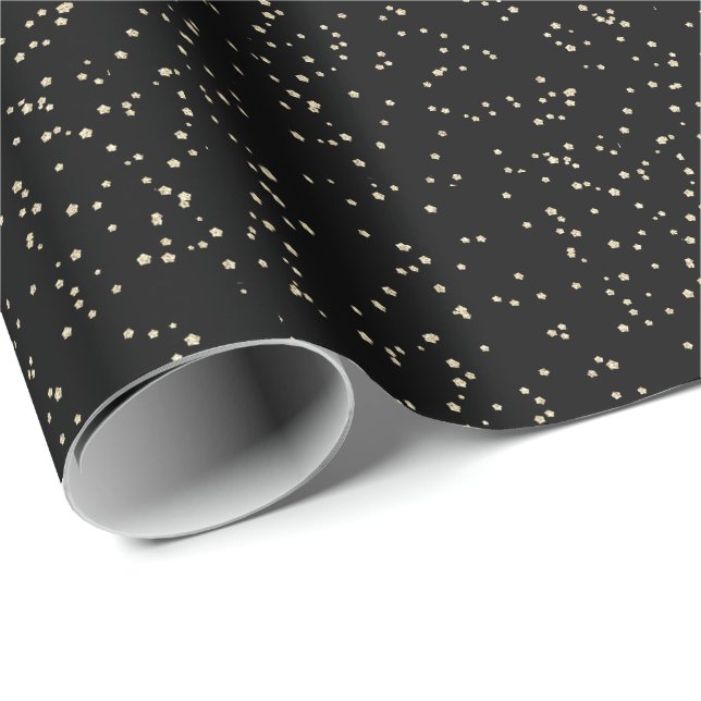 Kid's Birthday Black Gold Glitter Wrapping Paper (Roll Corner)